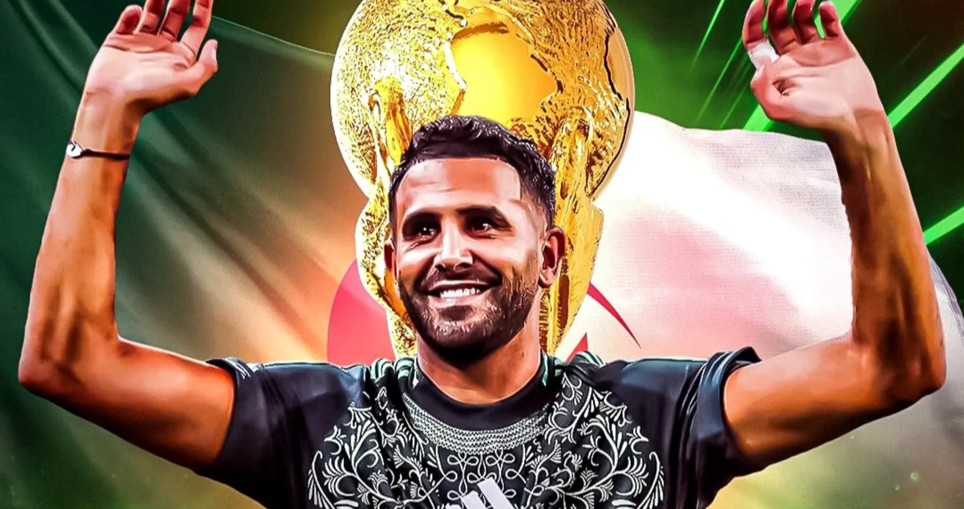 Joueur levant les bras avec le trophée de la Coupe du Monde