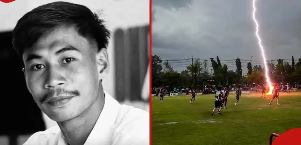 Foudre frappant un terrain pendant un match de football