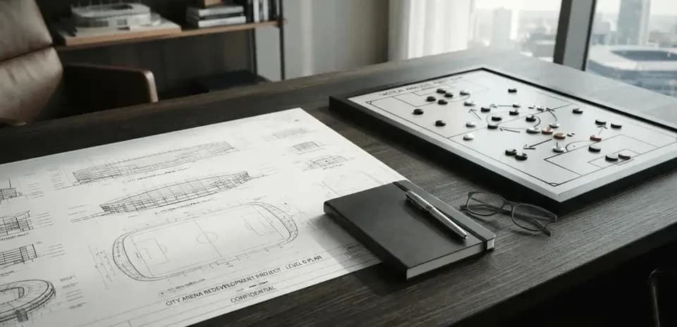 Plans et tableau de stratégie de football sur table