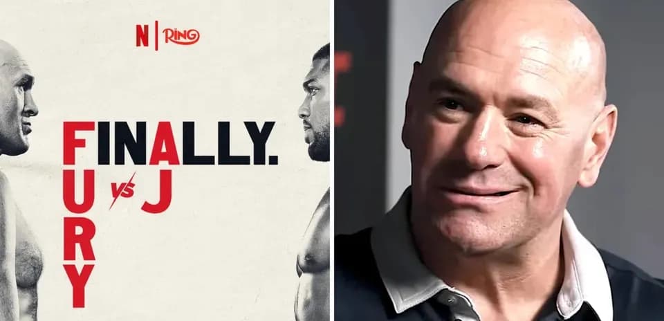 Affiche de boxe Fury contre AJ avec Dana White