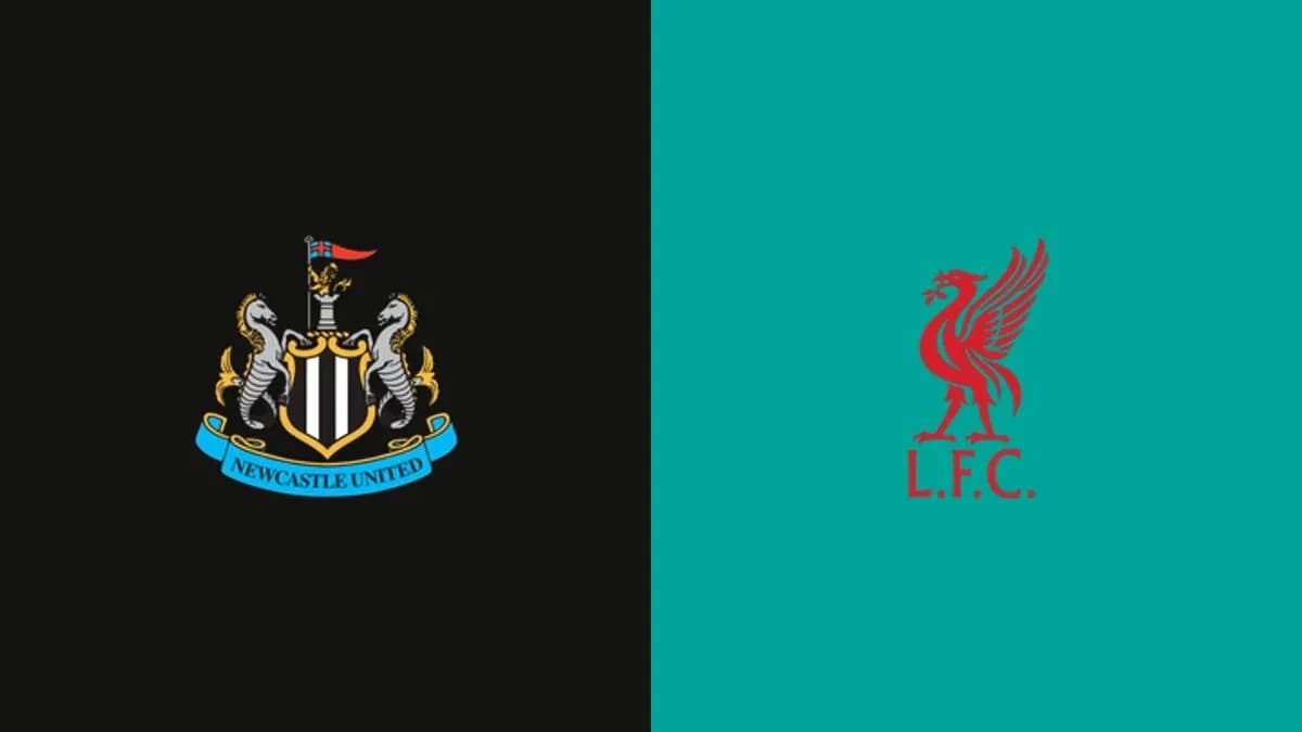 Logos de Newcastle United et Liverpool FC sur fond coloré