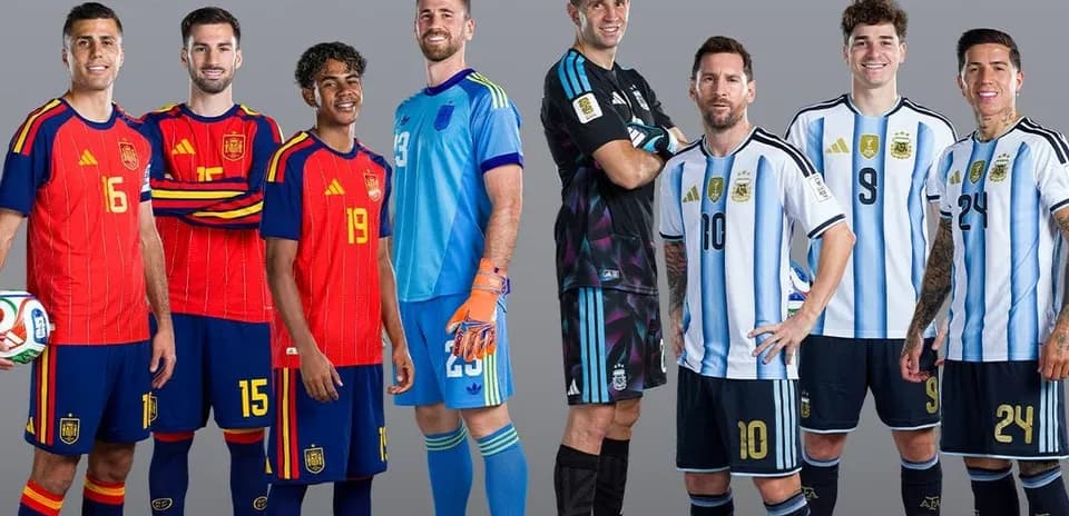 Joueurs de l'Espagne et de l'Argentine