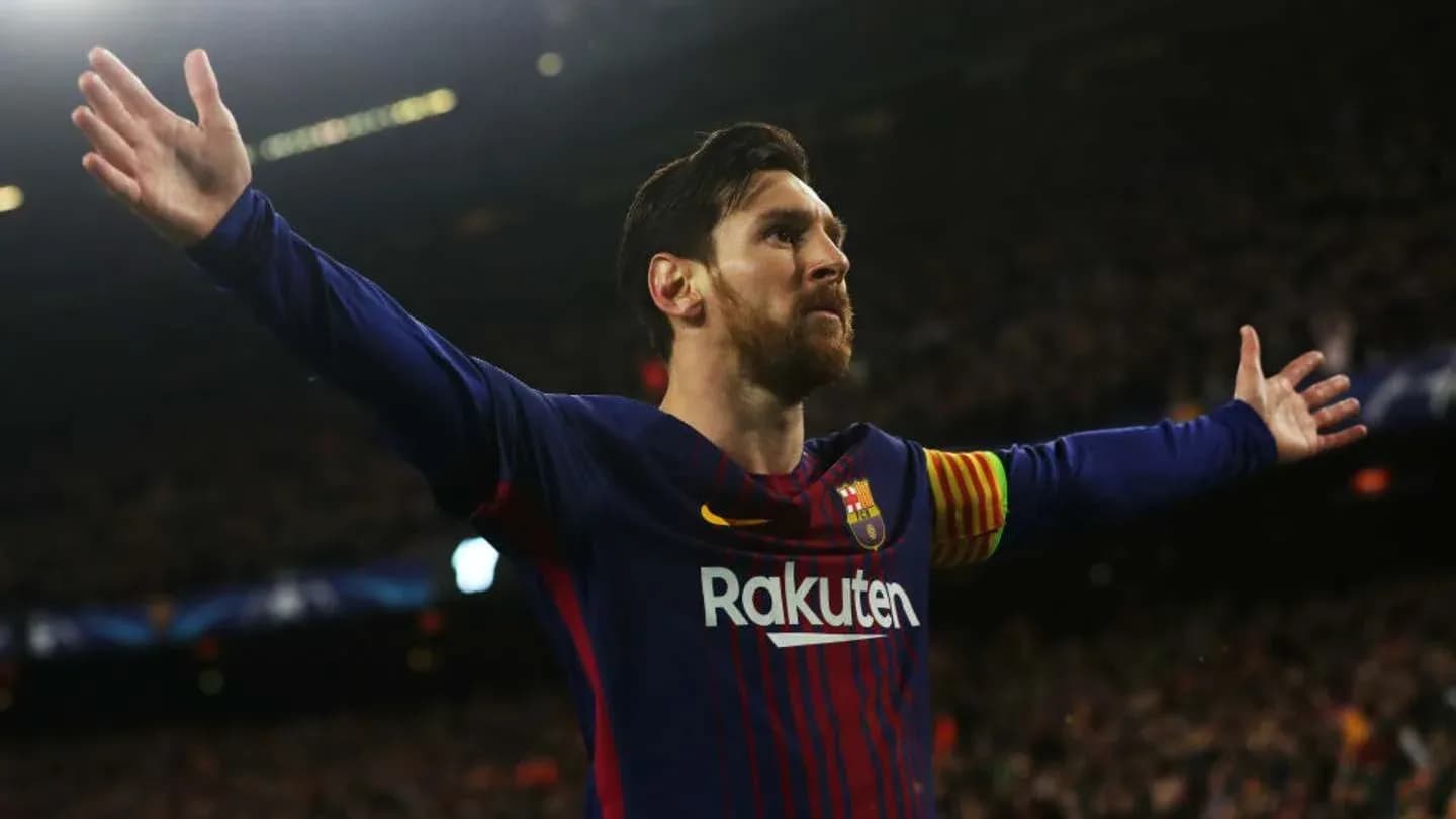 Lionel Messi célébrant un but au Camp Nou
