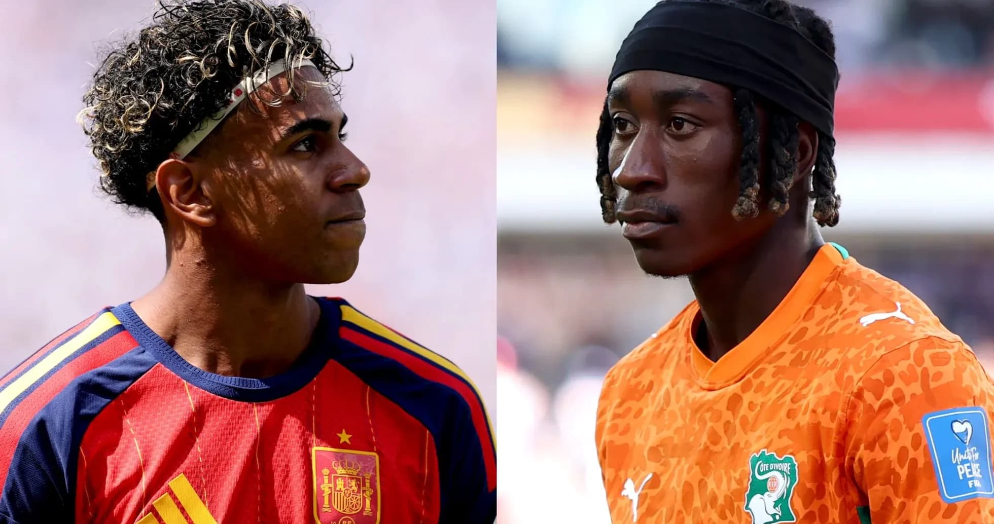 Joueurs de football de l'Espagne et de la Côte d'Ivoire