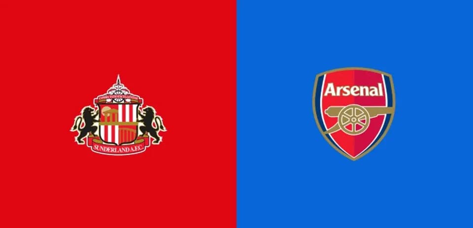 Logos de Sunderland A.F.C. et Arsenal sur fond coloré