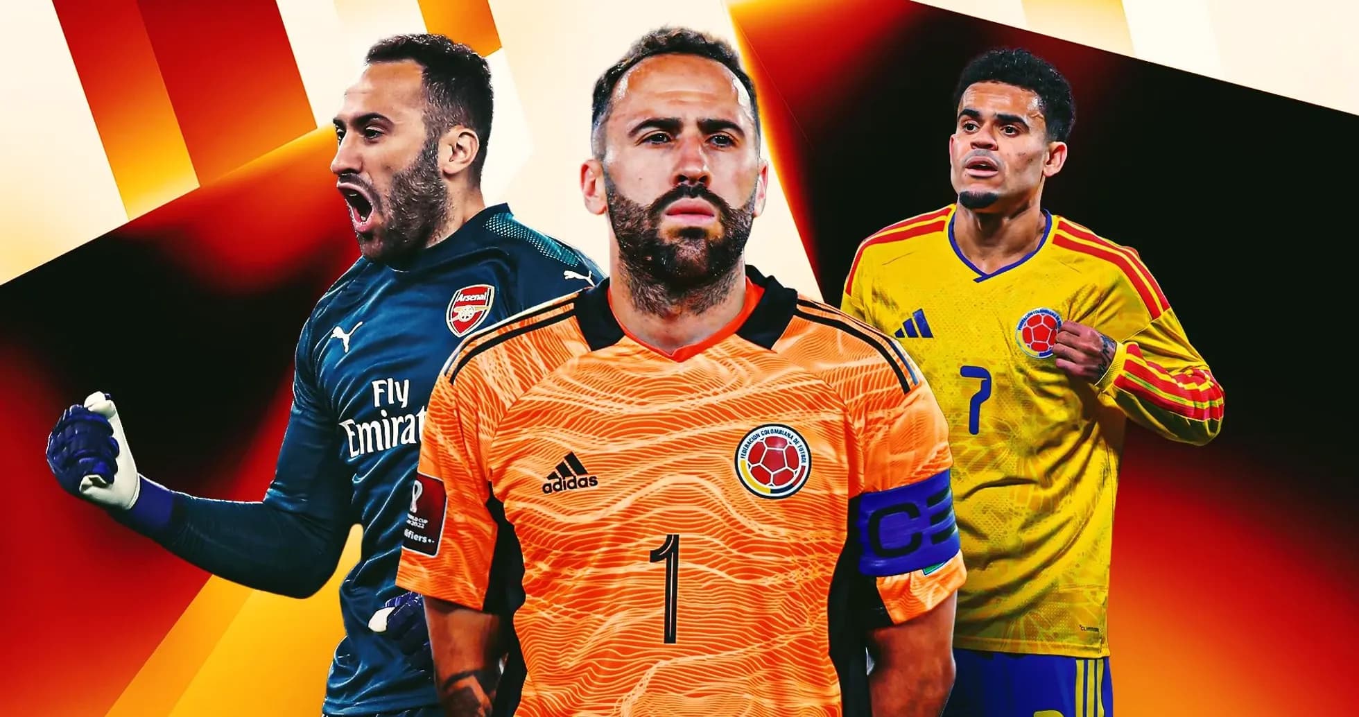 Trois joueurs colombiens en maillots de l'équipe nationale