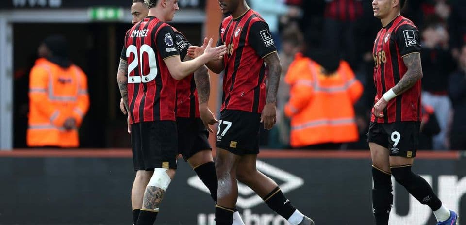 Joueurs de Bournemouth se félicitant après un but