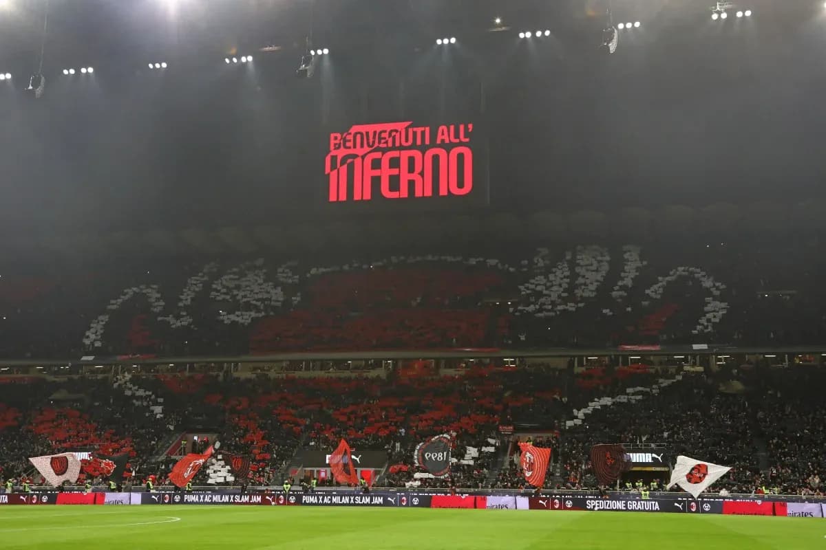 Supporters displaying banners in stadium during match