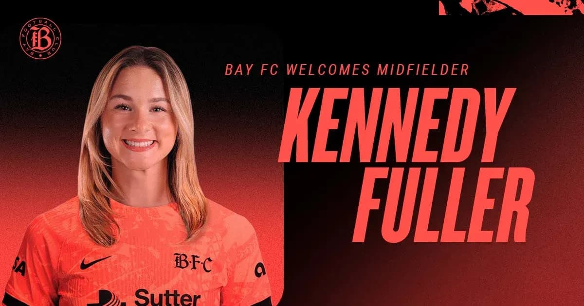 Kennedy Fuller posing in Bay FC jersey
