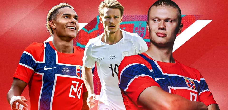 Trois joueurs norvégiens en maillots de football