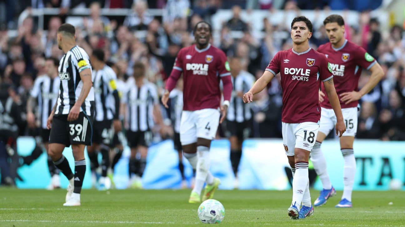 Joueurs de West Ham lors du match contre Newcastle