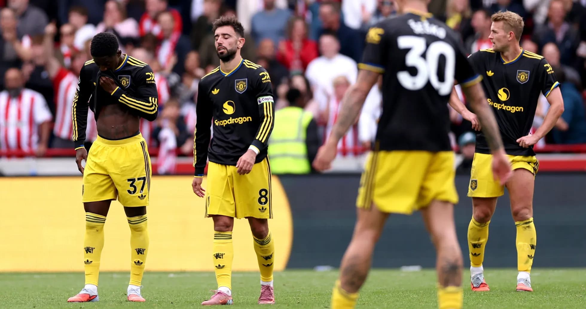 Joueurs de Manchester United après le match