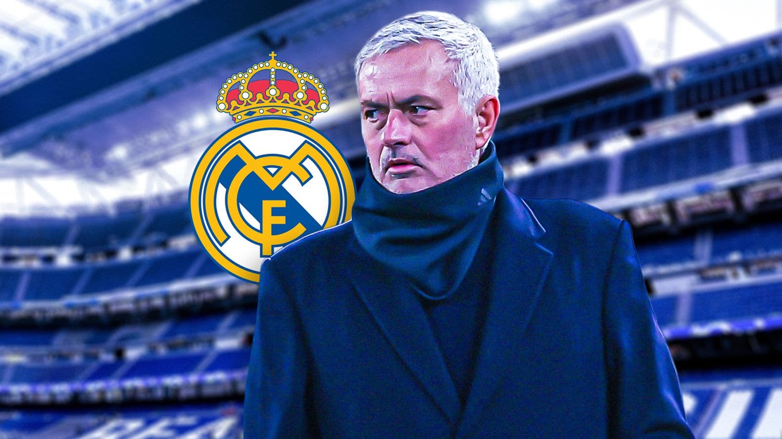 Entraîneur devant le logo du Real Madrid au stade