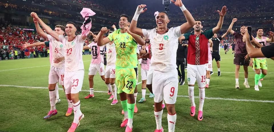 Joueurs marocains célébrant la victoire