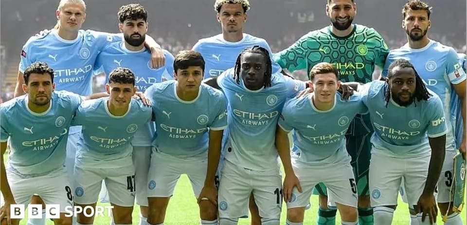 Équipe de Manchester City posant avant le match