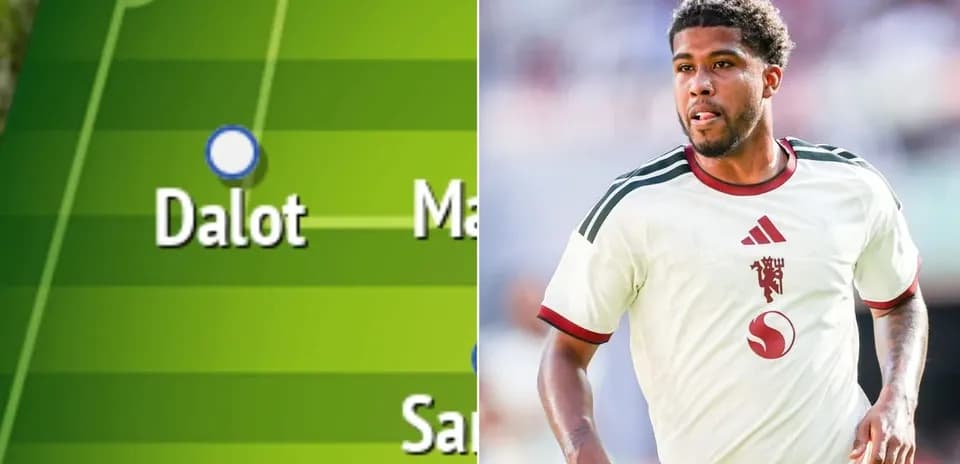 Formation diagram with player Dalot highlighted