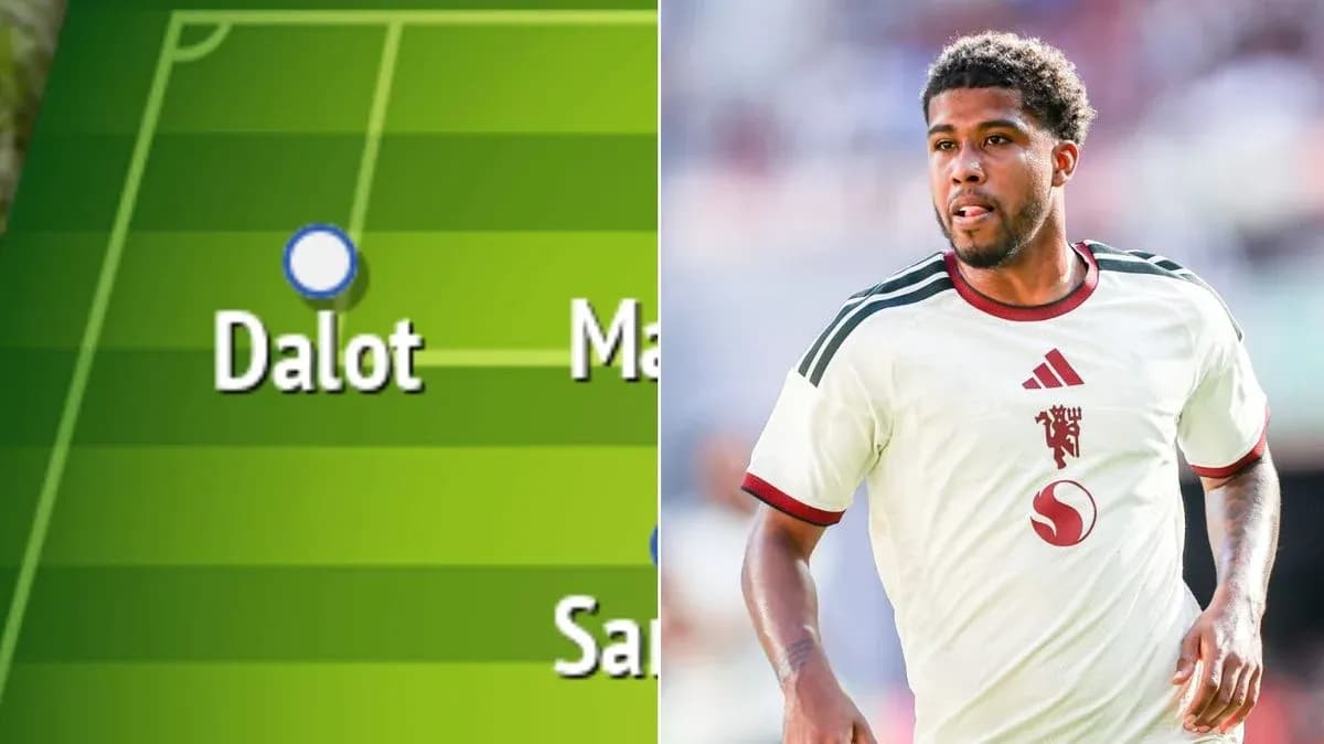 Formation diagram with player Dalot highlighted
