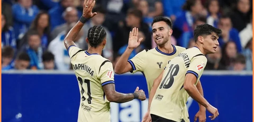 Joueurs d'Oviedo célébrant un but