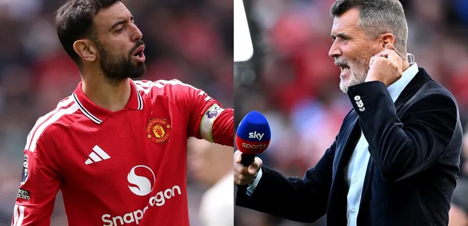 Bruno Fernandes et Roy Keane lors d'un événement