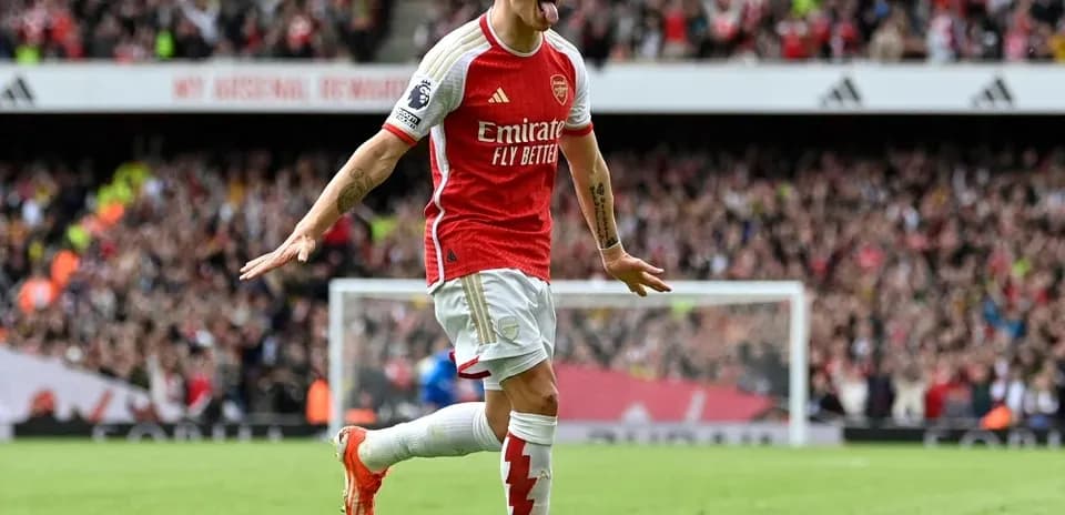 Joueur d'Arsenal célébrant un but au stade