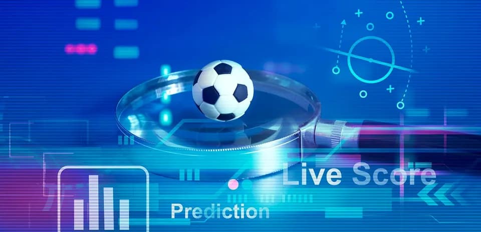 Ball de football sous une loupe avec éléments graphiques