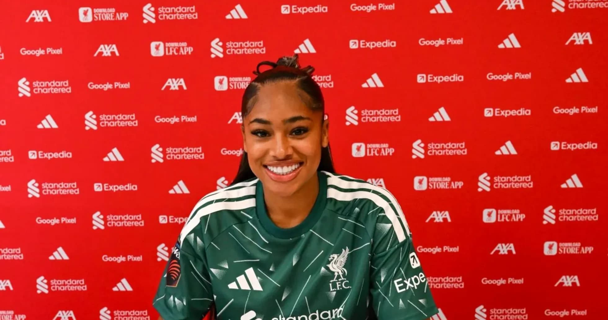 Joueuse de Liverpool lors d'une conférence de presse