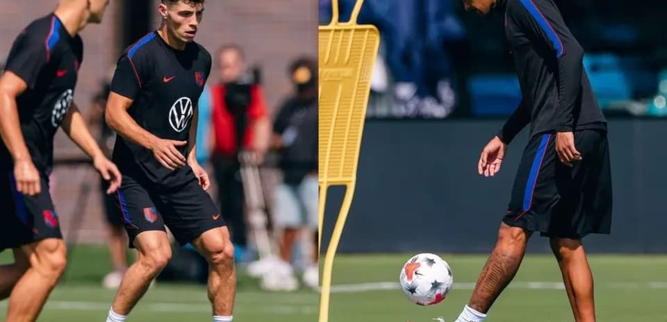 Joueurs américains s'entraînant sur le terrain de football