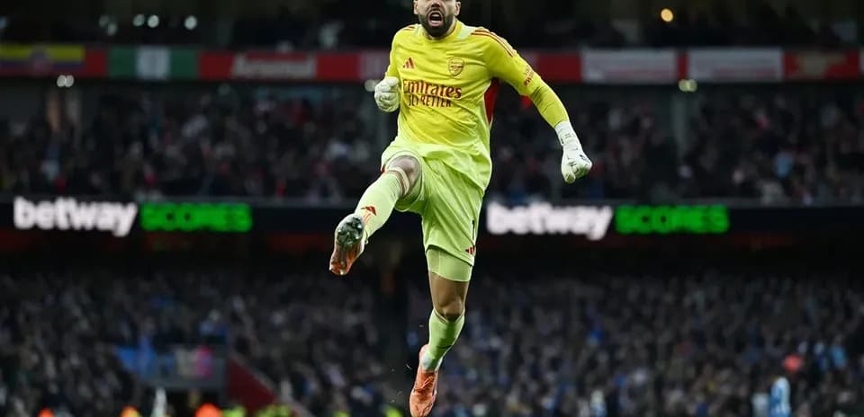Gardien de but sautant lors d'un match