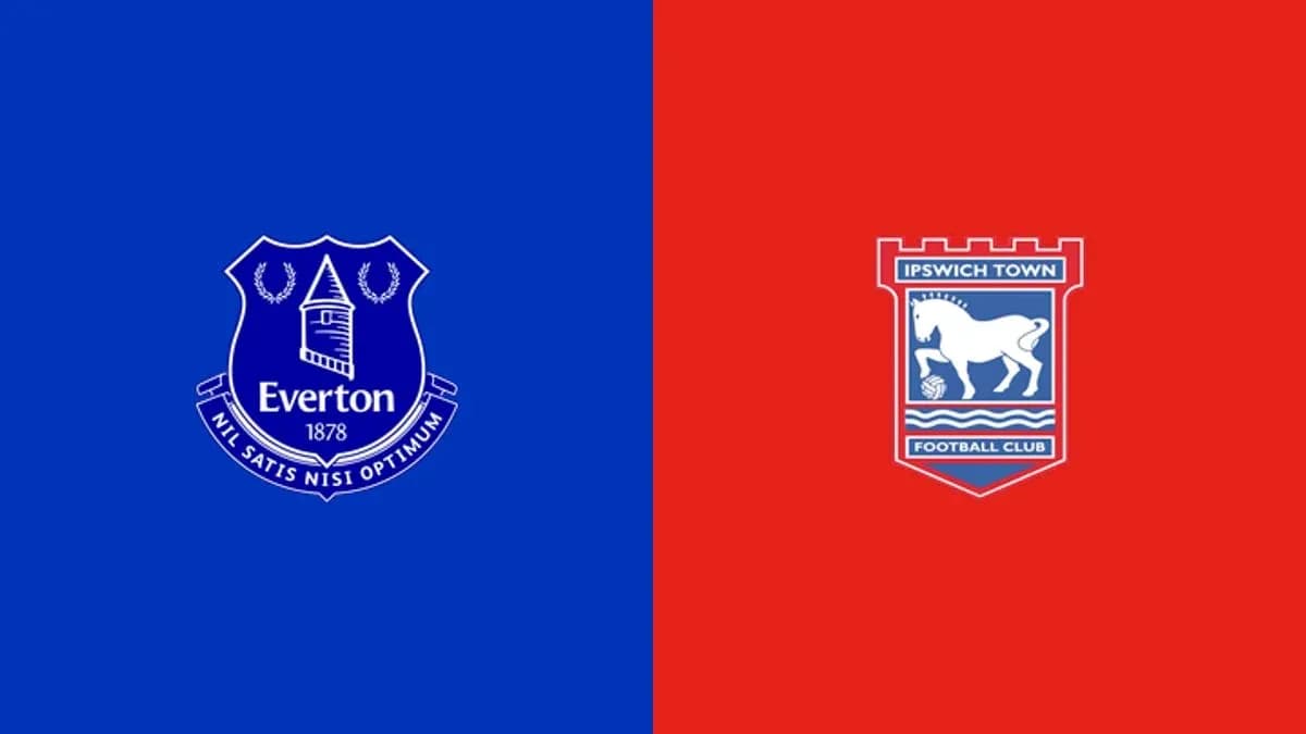 Logos d'Everton et d'Ipswich Town sur fond coloré