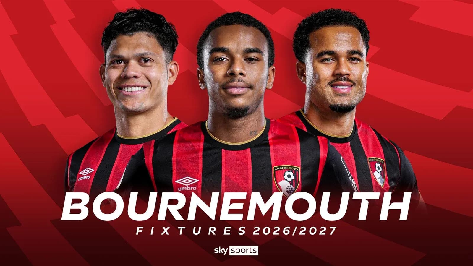 Trois joueurs d'AFC Bournemouth avec maillots rayés