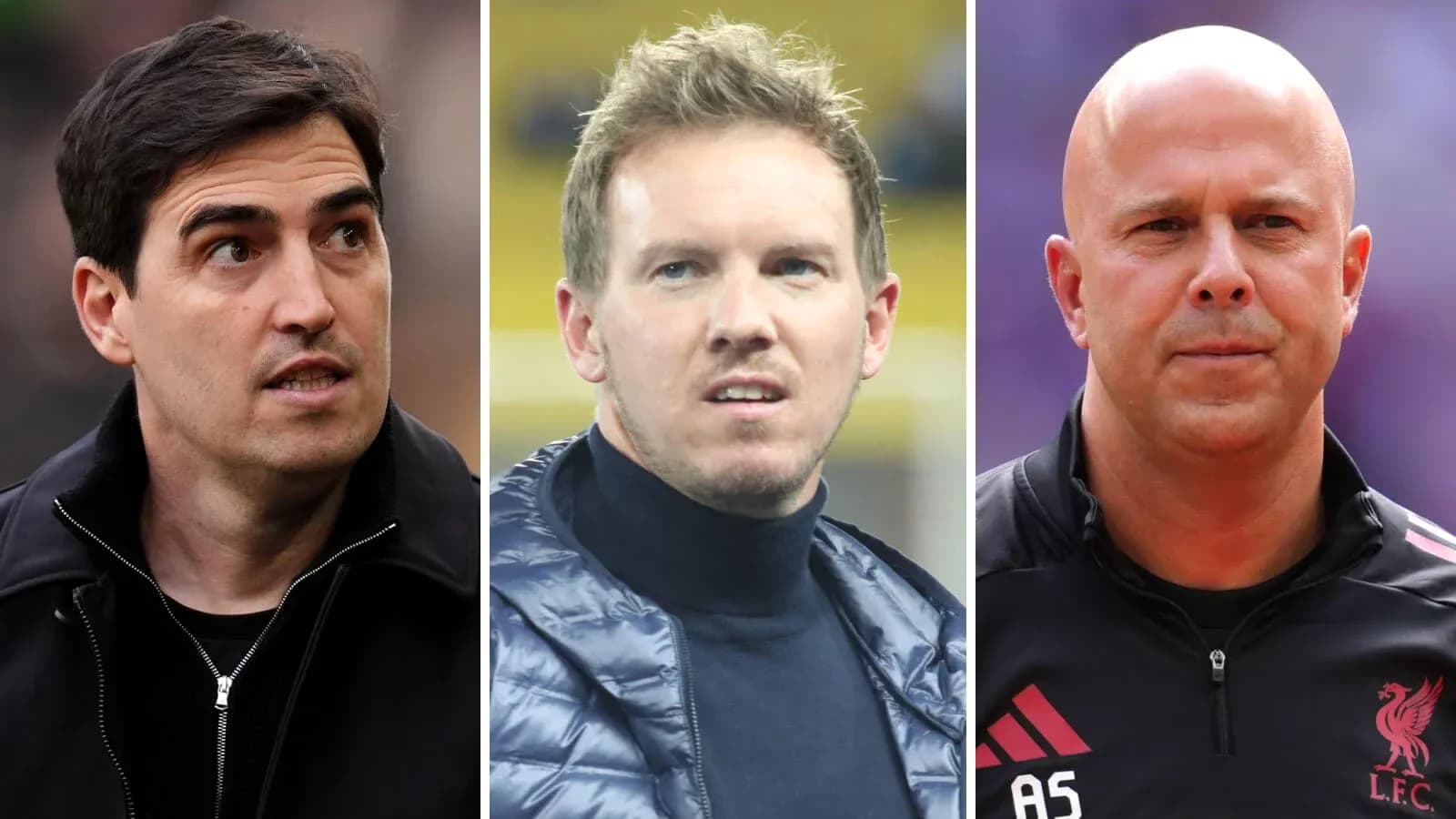 Trois entraîneurs en discussion sur le terrain