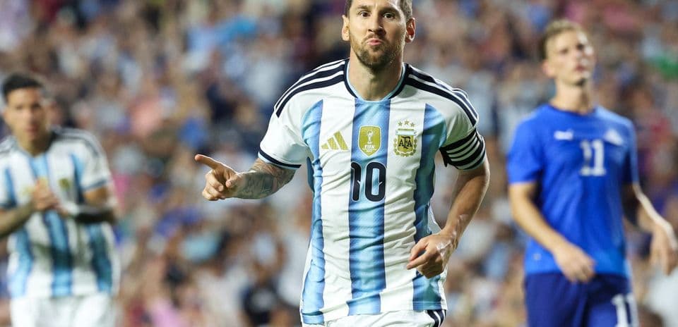 Lionel Messi célébrant un but pour l'Argentine