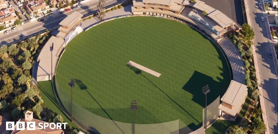 Vue aérienne d'un stade de cricket moderne