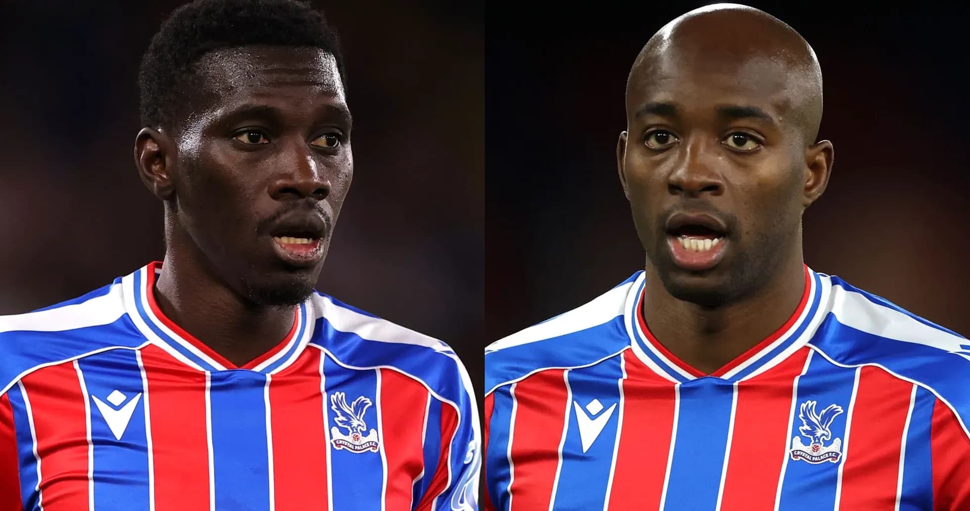 Deux joueurs de Crystal Palace en maillot rayé