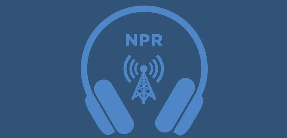 Logo de NPR avec écouteurs et antenne radio