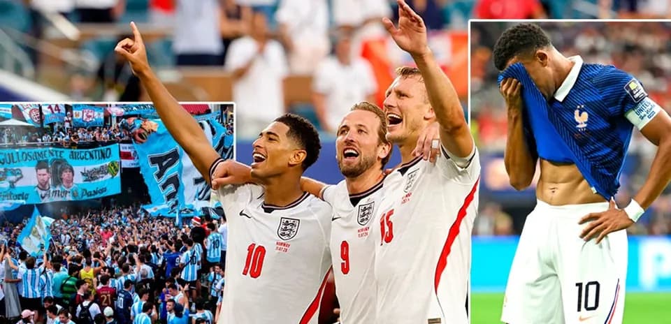 Joueurs anglais célébrant avec des fans en arrière-plan