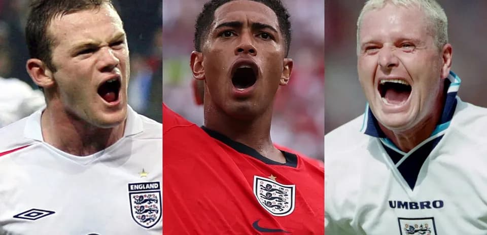 Trois joueurs anglais célébrant avec enthousiasme