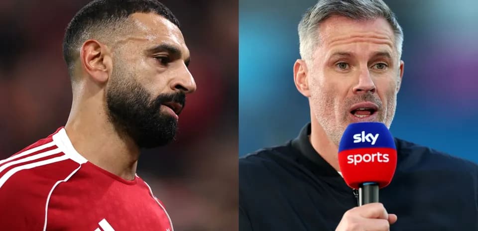 Mohamed Salah et Jamie Carragher lors d'une émission