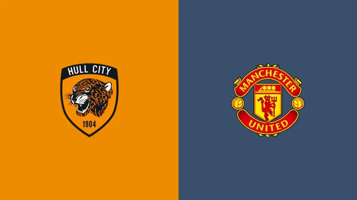 Logos de Hull City et Manchester United sur fond coloré