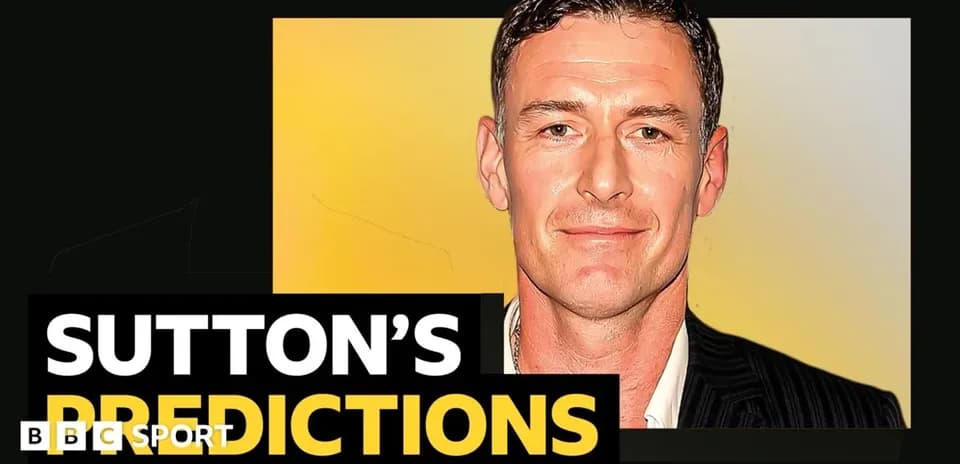 Homme avec le texte 'SUTTON'S PREDICTIONS' en bas