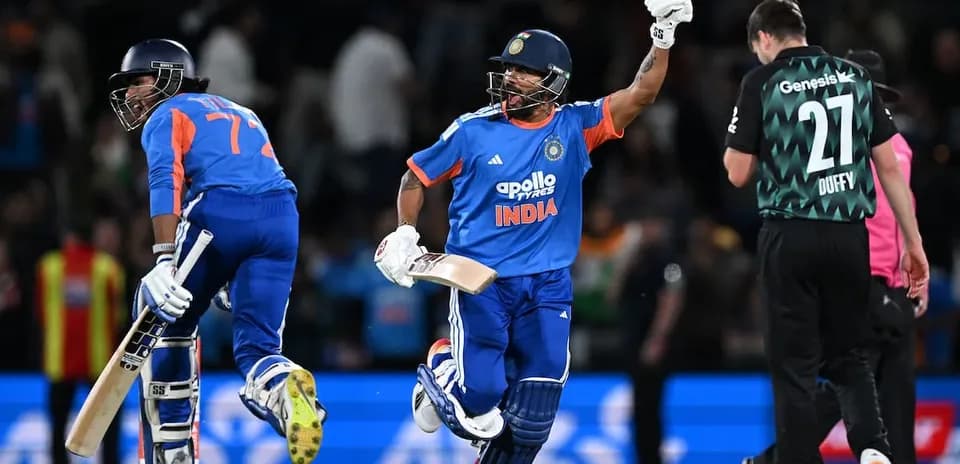 Joueurs indiens célébrant une victoire au cricket