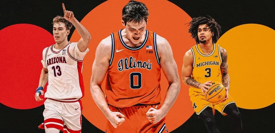 Trois joueurs de basketball sur fond coloré