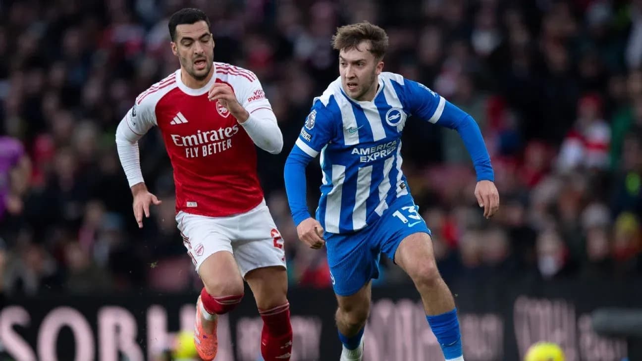 Joueurs d'Arsenal et Brighton en action sur le terrain