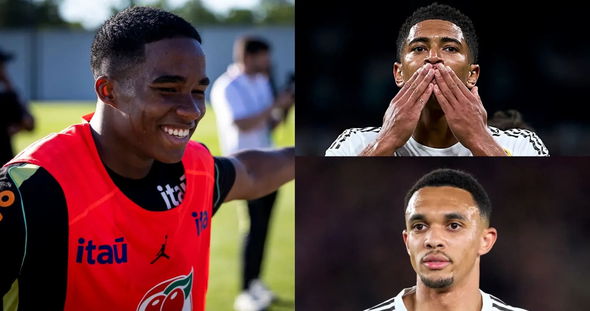 Trois joueurs de football en différentes poses