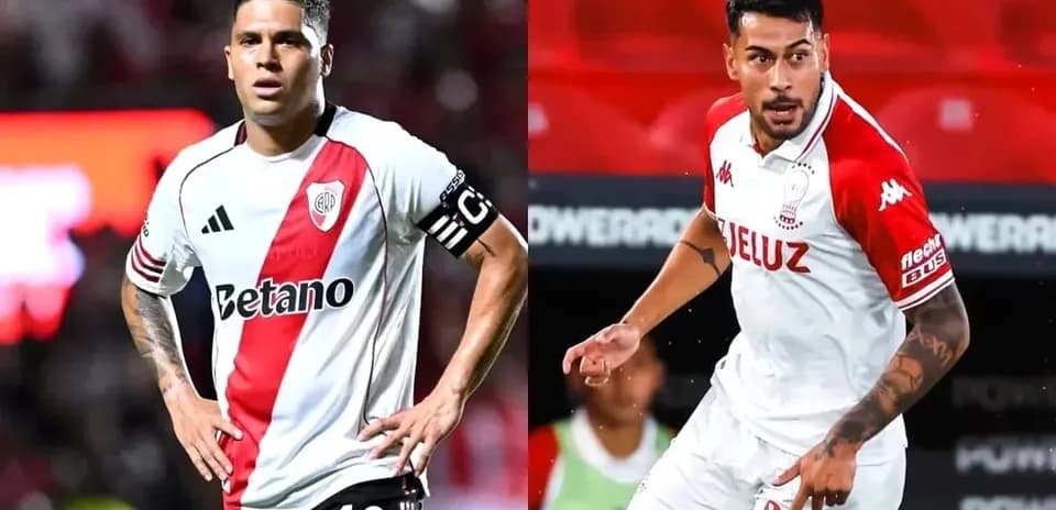 Joueurs de River Plate et Huracan en action