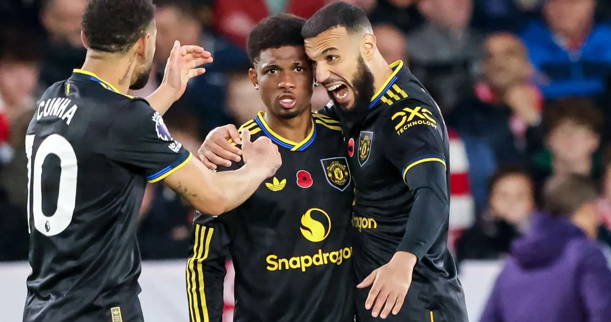 Joueurs de Manchester United célébrant un but