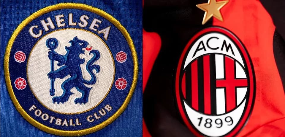 Logos de Chelsea FC et AC Milan côte à côte