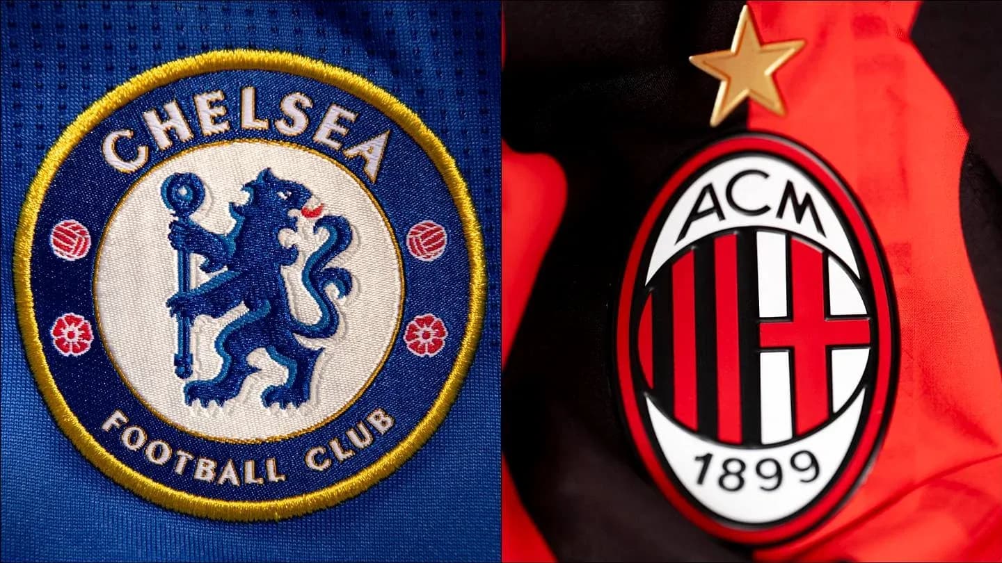 Logos de Chelsea FC et AC Milan côte à côte