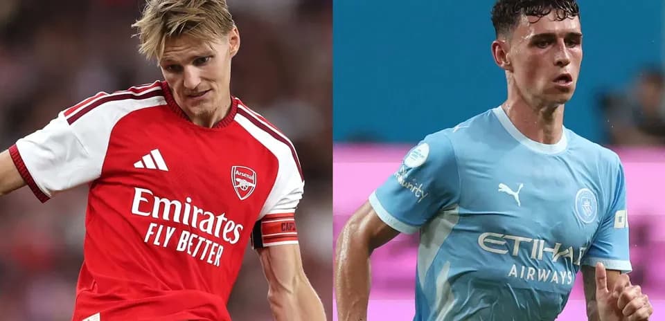 Deux joueurs en action, Arsenal et Manchester City