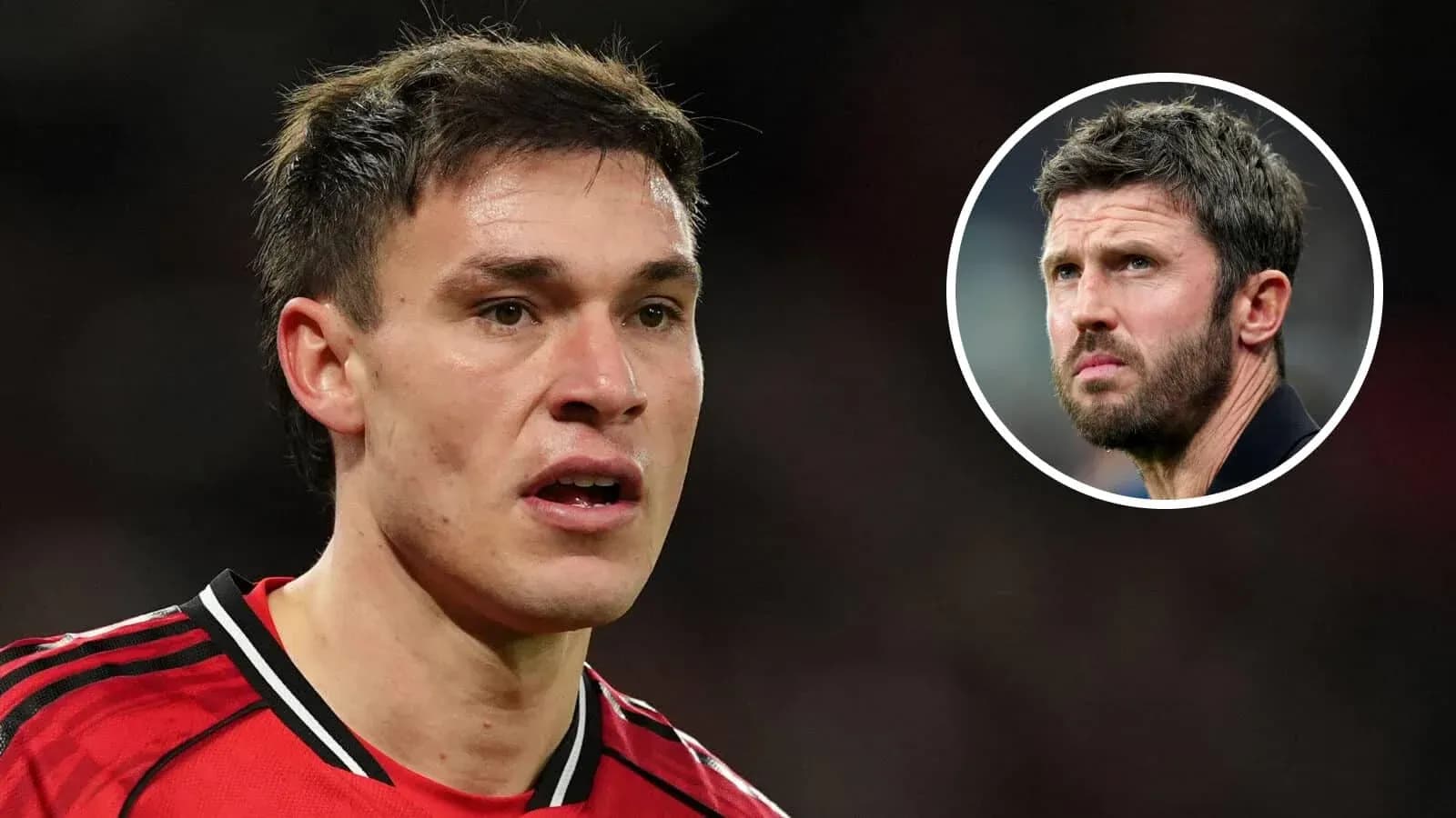 Joueur avec maillot rouge sur le terrain de football